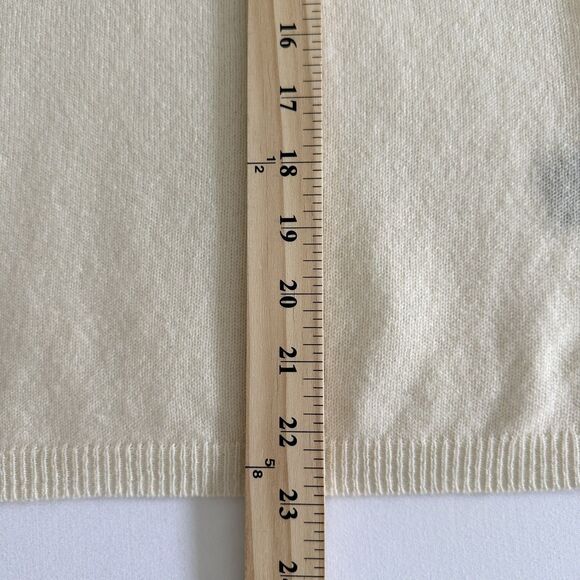 Prive 100% Cashmere Knit Top Womens XL Ivory Short Sleeve Crewneck Sweater - Picture 7 of 7